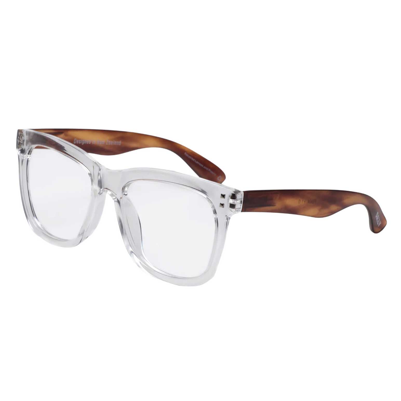 Daily Eyewear 11am Crystal with Brown Reading Glasses